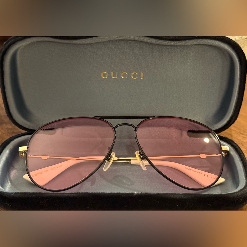 Gucci Aviator Sunglasses with Pink Lenses - Picture 6 of 8